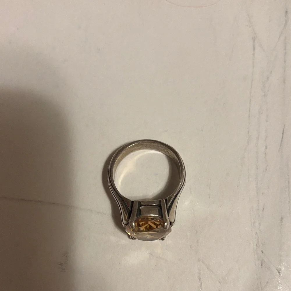Silver Ring with Champagne Oval Stone - Picture 3 of 3